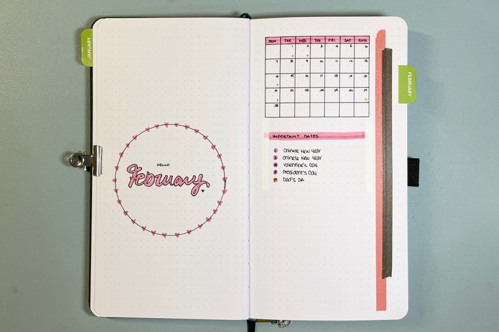 2022 Bullet Journal – February & Week&nbsp;5