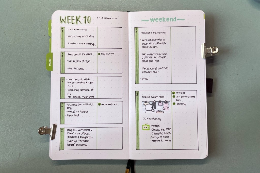 Bullet Journal 2022 – Week&nbsp;10