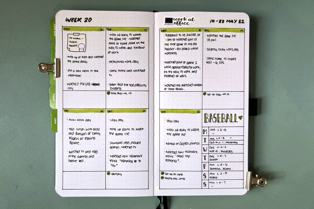 Bullet Journal 2022 – Week&nbsp;20